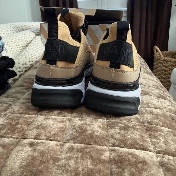 CHANEL Tan and Black Athletic Sneakers - Picture 4 of 4